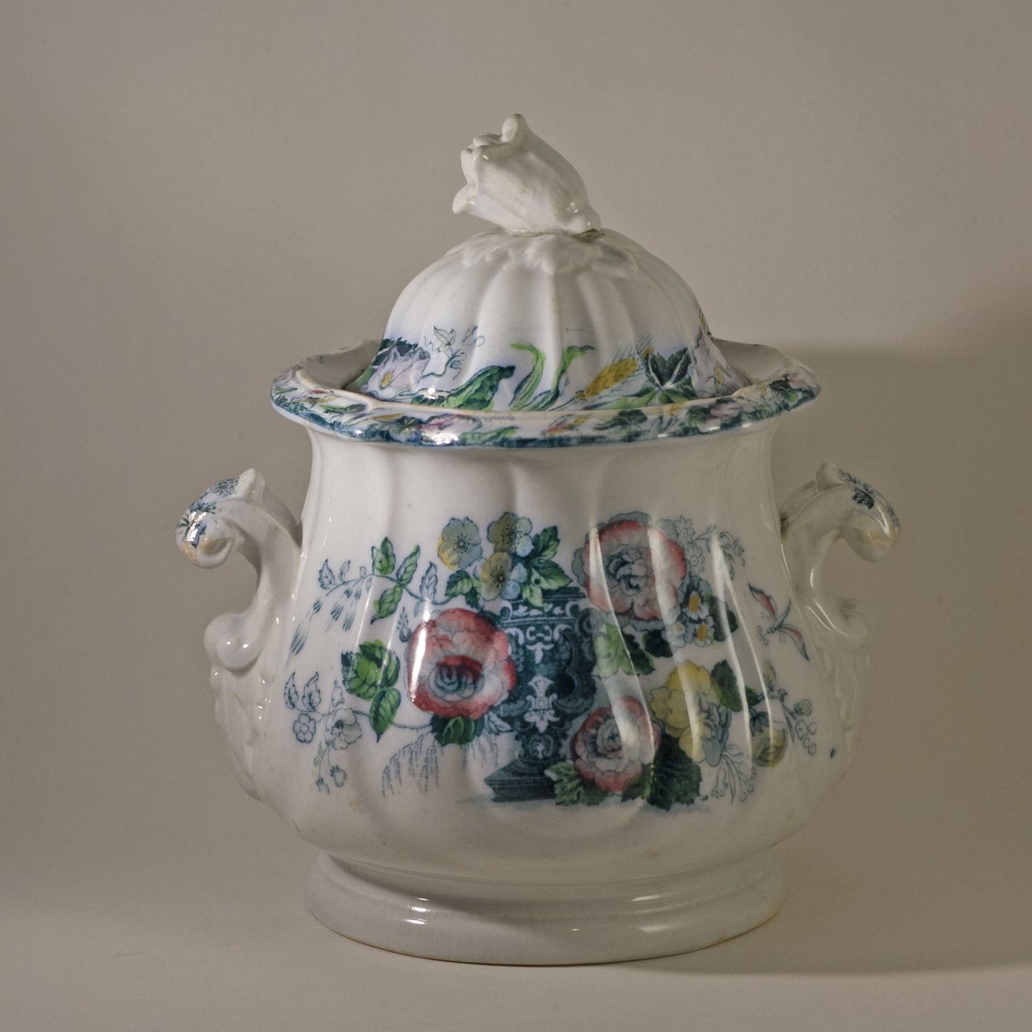 JACOB FURNIVAL IRONSTONE Covered Sugar Bowl or Utility Jar Circa 1850