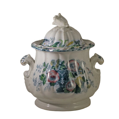 JACOB FURNIVAL IRONSTONE Covered Sugar Bowl or Utility Jar Circa 1850
