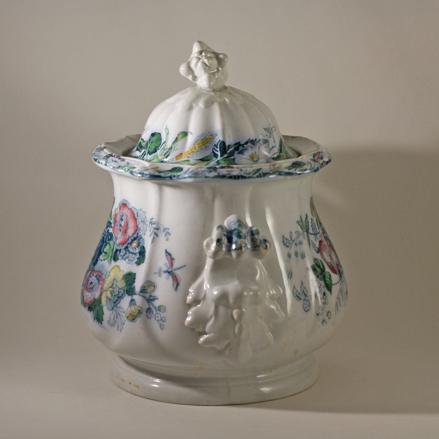 JACOB FURNIVAL IRONSTONE Covered Sugar Bowl or Utility Jar Circa 1850