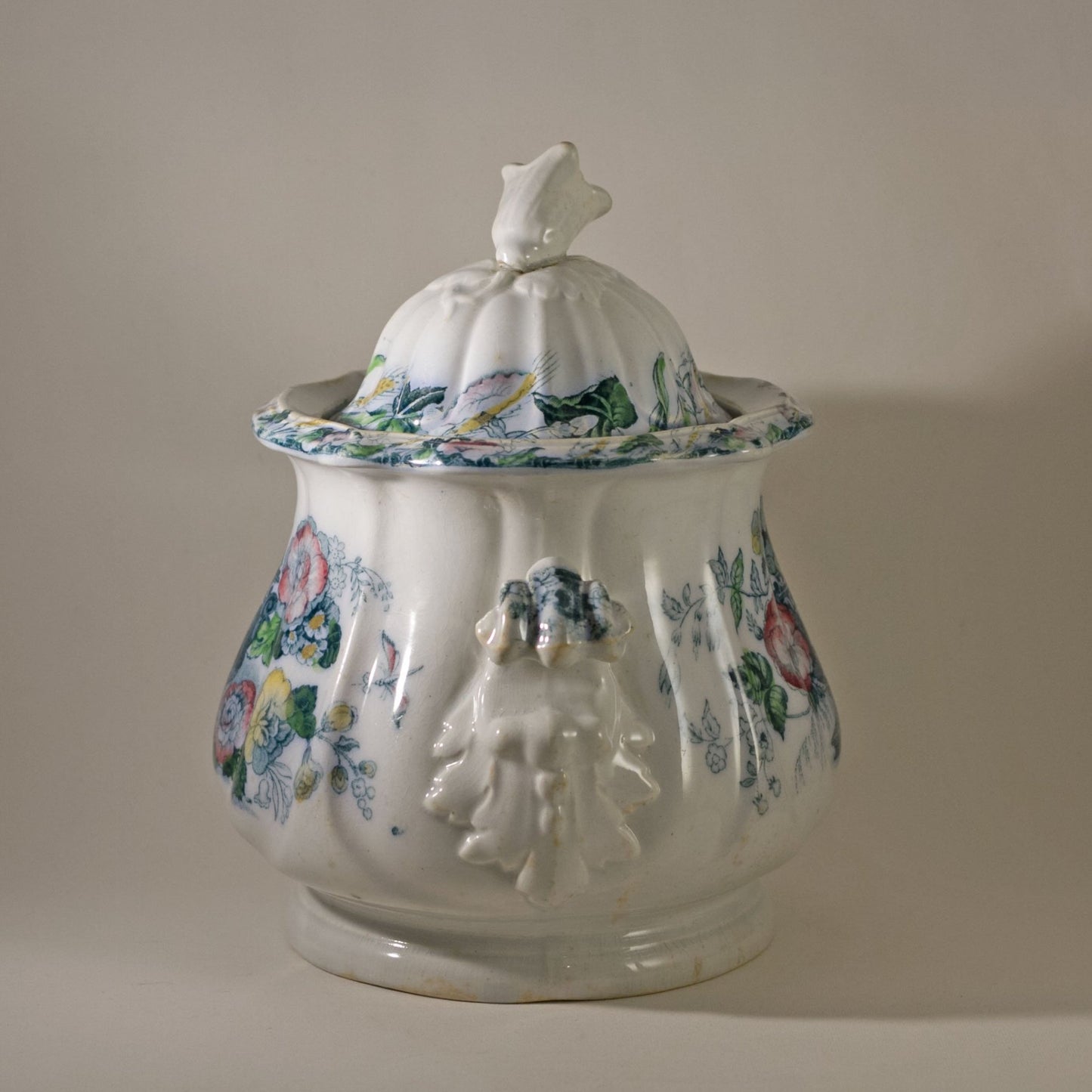 JACOB FURNIVAL IRONSTONE Covered Sugar Bowl or Utility Jar Circa 1850