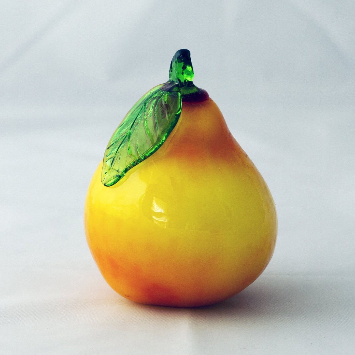 ART GLASS YELLOW PEAR MURANO-STYLE PAPERWEIGHT