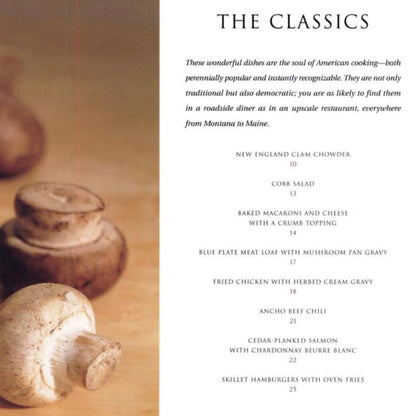 Williams‑Sonoma: American (2004) features 40+ classic American recipes with stunning full‑color photography. First printing, like‑new hardcover with dust jacket. Menu