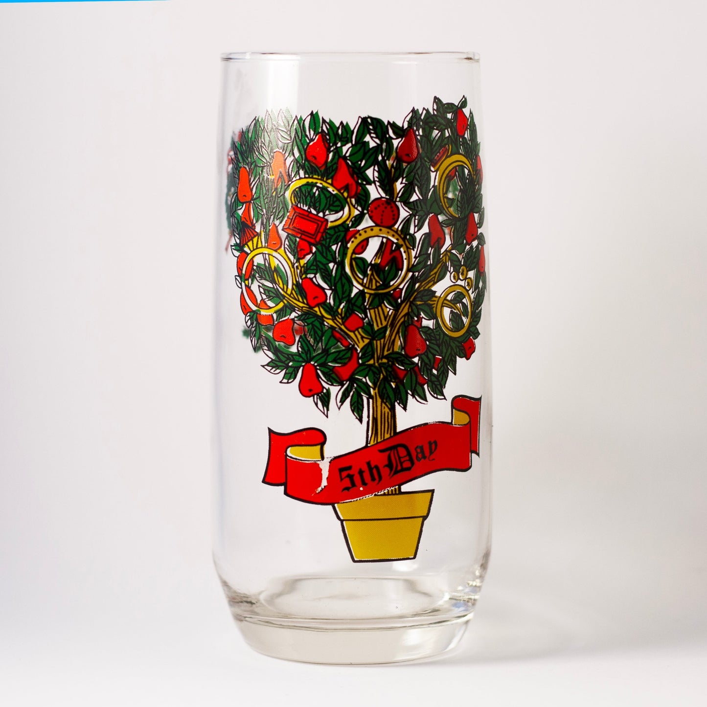 Whimsical 5th Day of the TWELVE DAYS OF CHRISTMAS Glass 