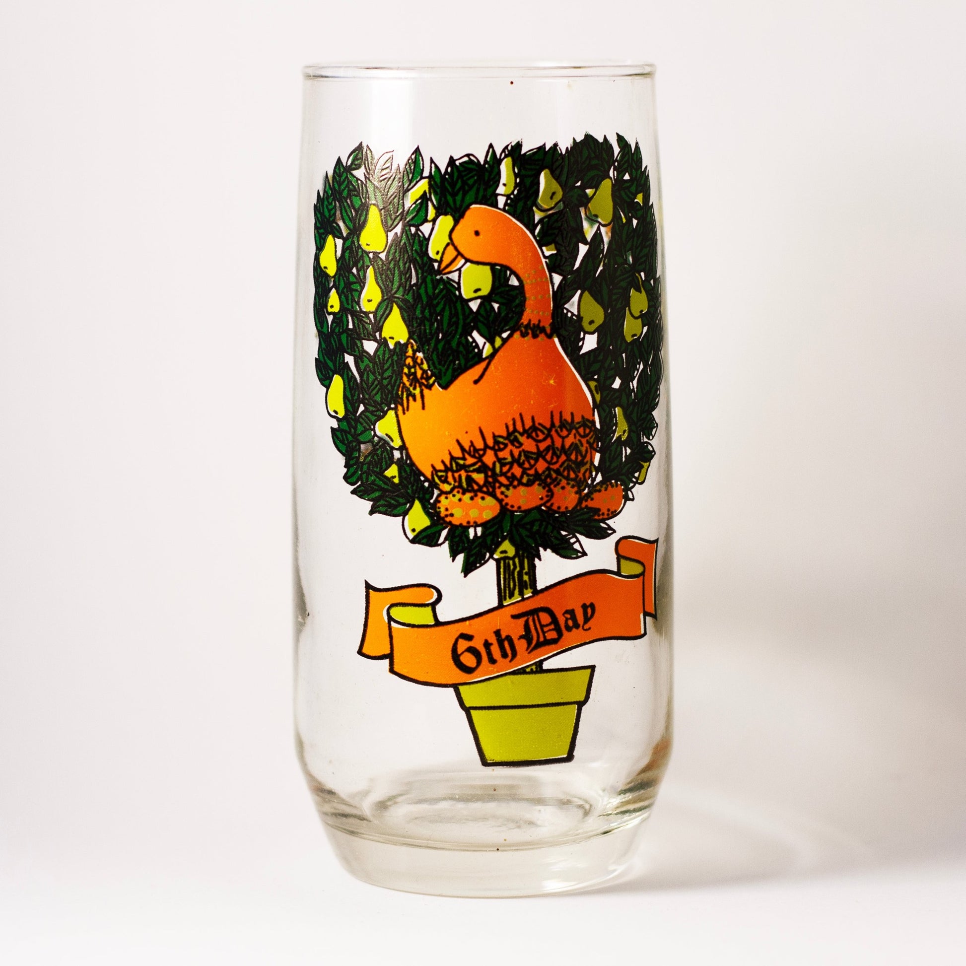 Whimsical 6th Day of the TWELVE DAYS OF CHRISTMAS Glass 
