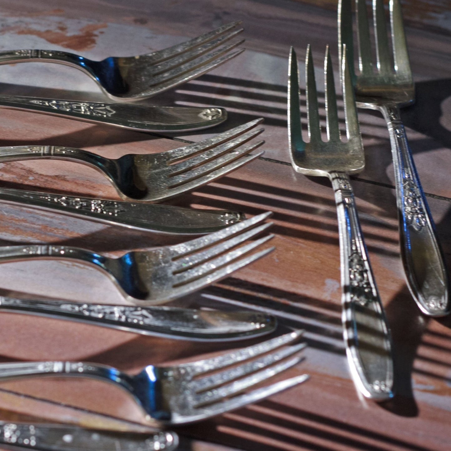 AMBASSADOR SILVER PLATE SALAD FORKS by 1847 Rogers Brothers Set of Twelve (12)