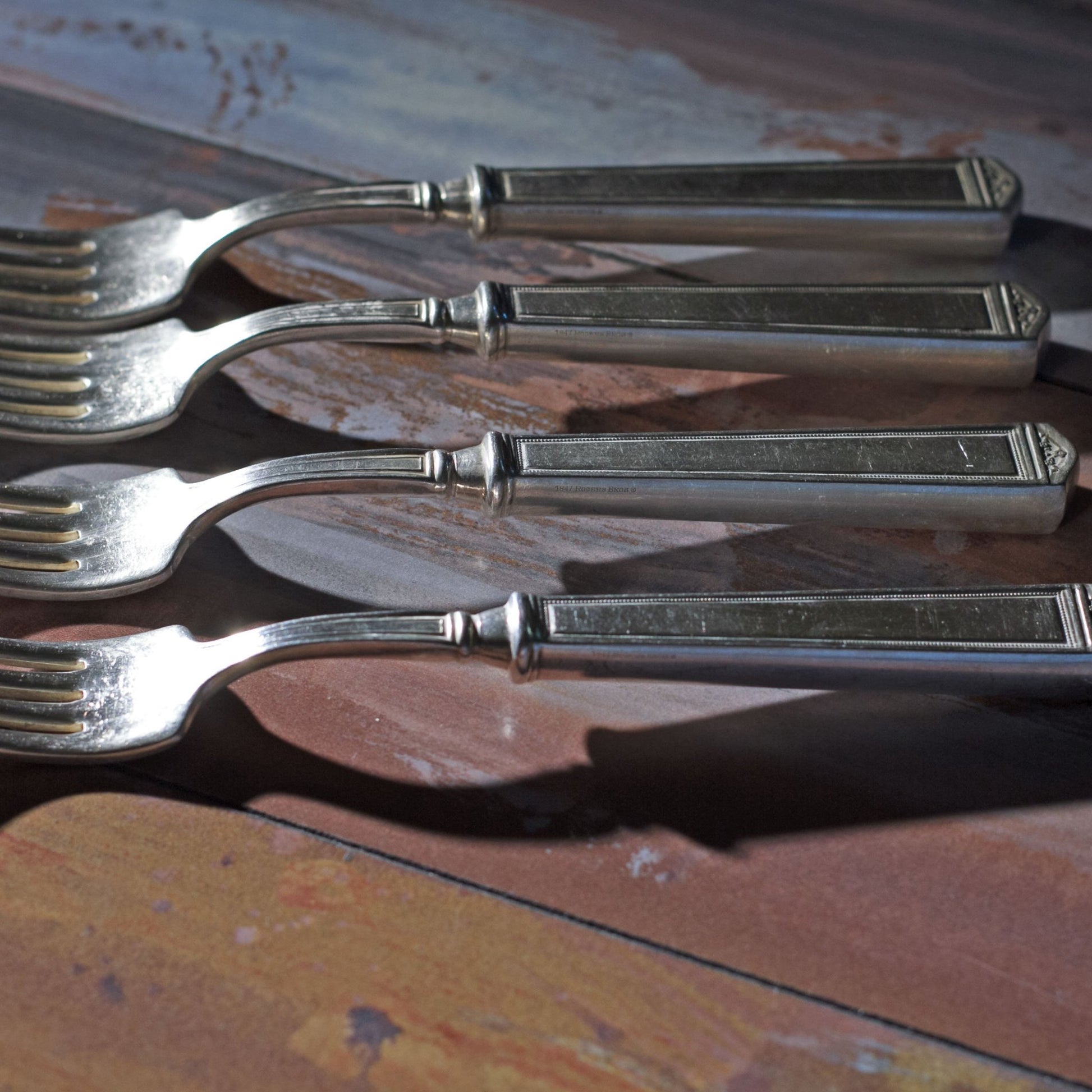 ANNIVERSARY SILVER PLATE DINNER FORKS by 1847 Rogers Brothers Set of Four (4)