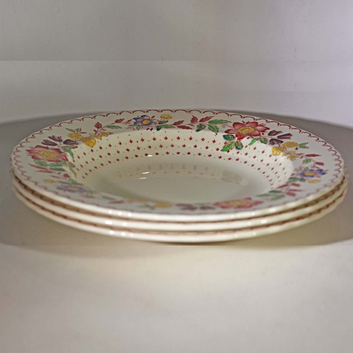 MASON'S PATENT IRONSTONE Rimmed Soup Bowl in Arbor Pattern