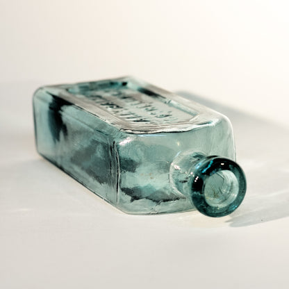Early HALL'S BALSAM FOR THE LUNGS Aqua Glass Bottle Circa 1860 - 1870