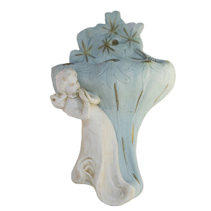 HOLY WATER FONT Depicting PRAYING GIRL Hand-Glazed