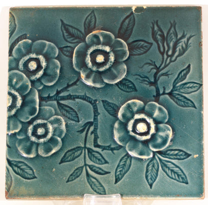 Antique MAW & COMPANY BROSELEY Raised Relief Decorative Tile Circa 1860 (3)