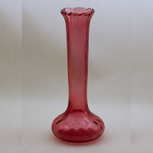 Cranberry Pilgrim Glass Bud Vase