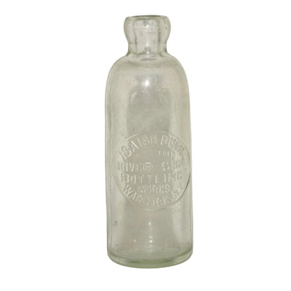 ISAIAH BUNN RIVERSIDE BOTTLING WORKS Warwick, NY Rare Hutchinson Bottle with Spelling Error Circa 1888 - 1893