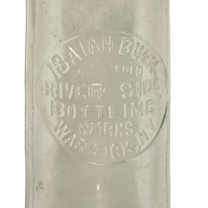 ISAIAH BUNN RIVERSIDE BOTTLING WORKS Warwick, NY Rare Hutchinson Bottle with Spelling Error Circa 1888 - 1893