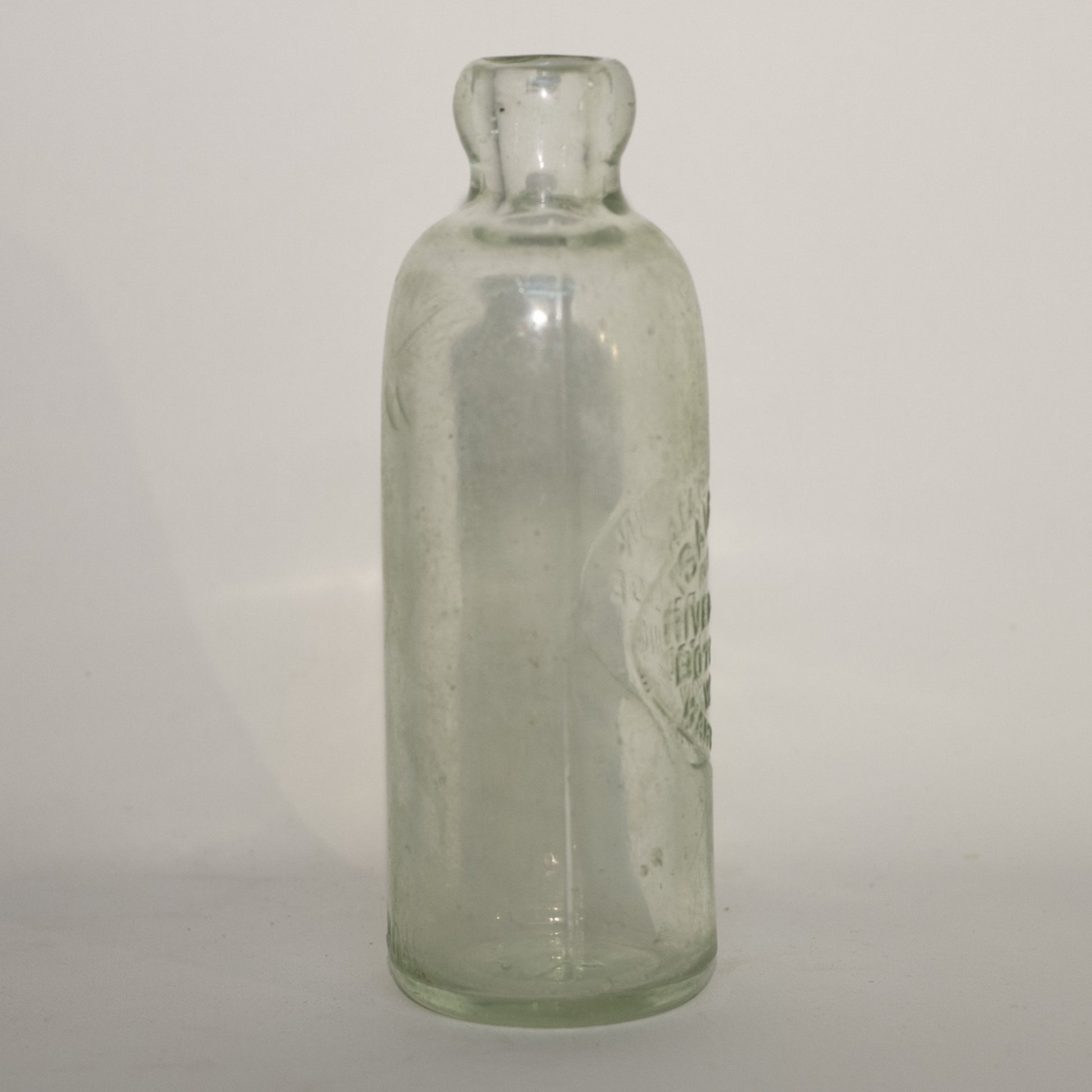 ISAIAH BUNN RIVERSIDE BOTTLING WORKS Warwick, NY Rare Hutchinson Bottle with Spelling Error Circa 1888 - 1893