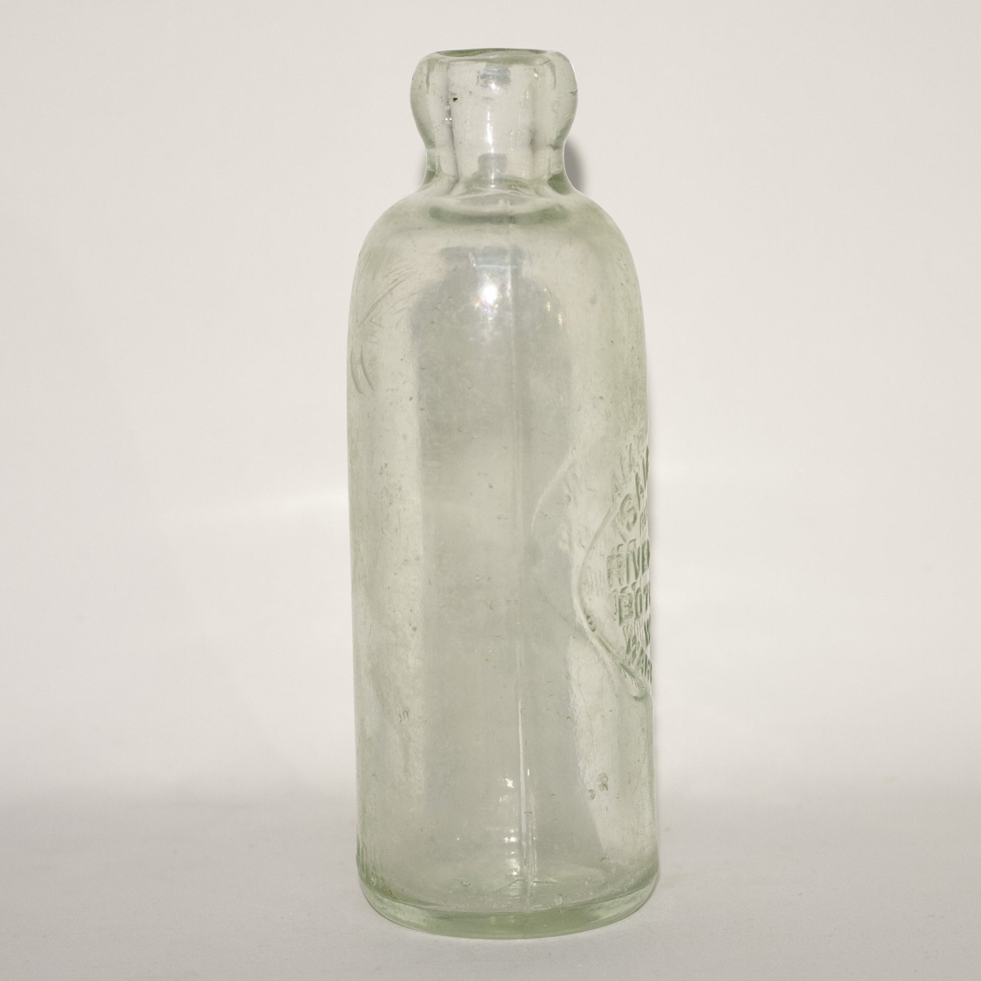 ISAIAH BUNN RIVERSIDE BOTTLING WORKS Warwick, NY Rare Hutchinson Bottle with Spelling Error Circa 1888 - 1893
