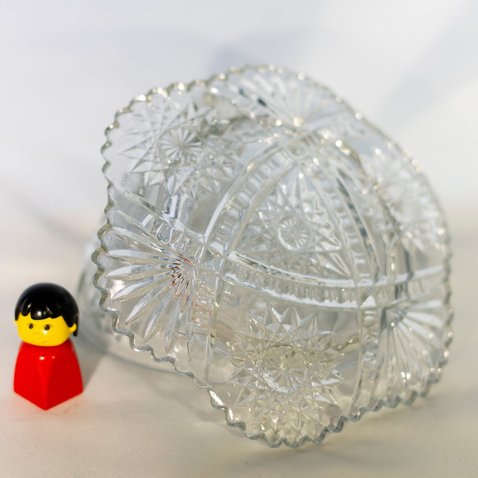Indiana Glass Oval Star Clear CHILD'S ROUND BUTTER & LID Circa 1910