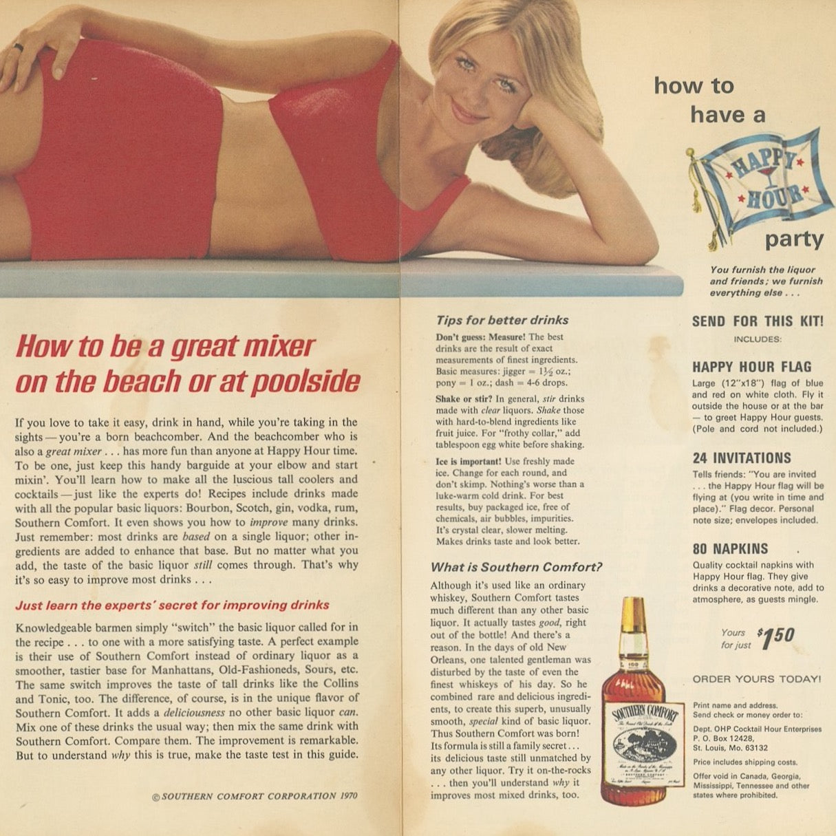 BEACHCOMBERS' HAPPY HOUR BARGUIDE Pamphlet by Southern Comfort Circa 1970