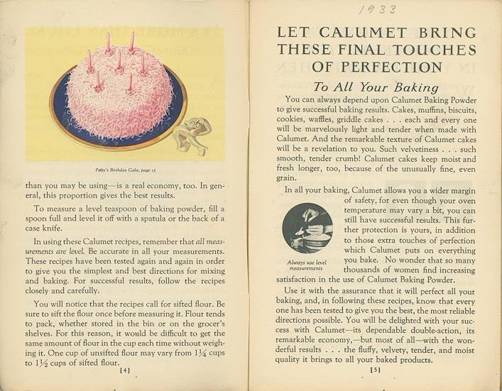 THE CALUMET BAKING BOOK Vintage Recipe Booklet Circa 1931