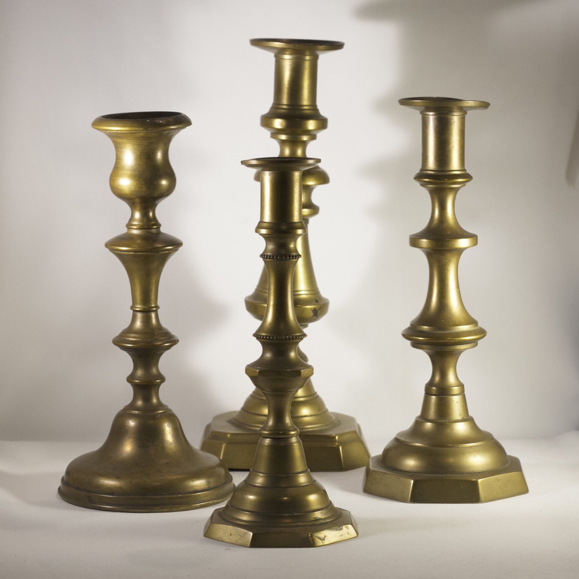 English Brass Candlestick With Push up Rods , Antique 19th Century  Victorian Brass Beehive Candlestick Holders -  Canada