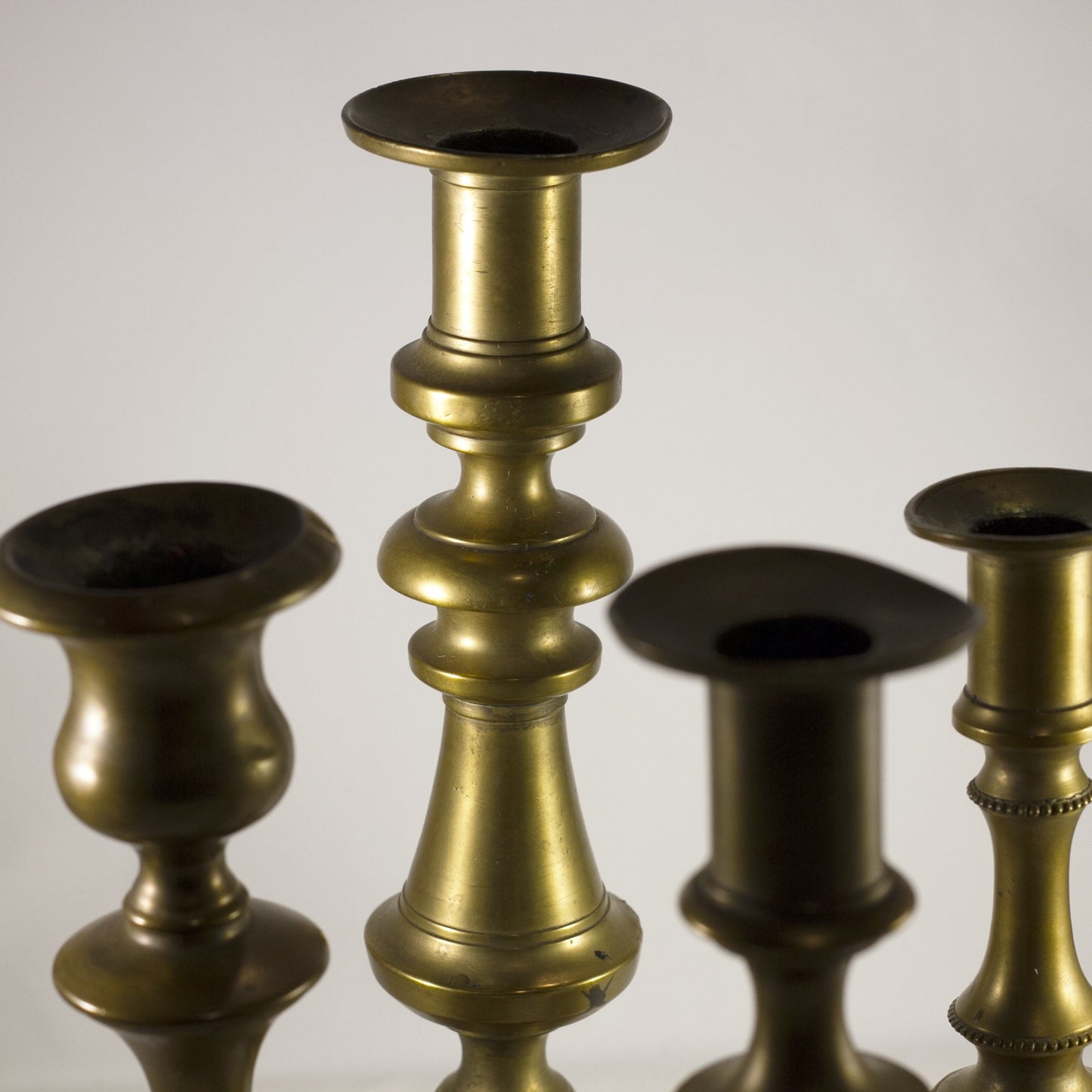 Set of Four Antique English Victorian BRASS CANDLESTICKS Late 19th Century