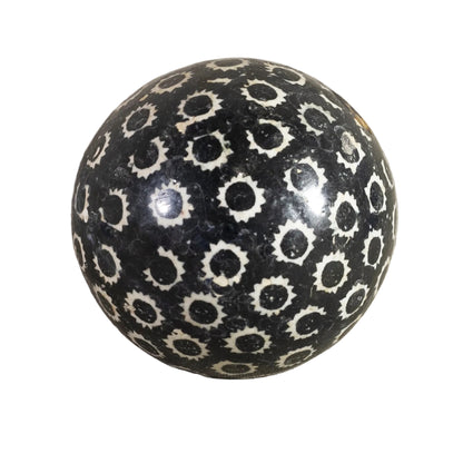 Antique VICTORIAN CARPET BALL with Black Stick-Spatter Star Design 3 ¼” Circa 1860 - 1890