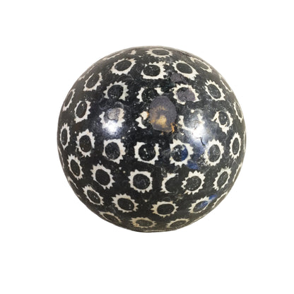Antique VICTORIAN CARPET BALL with Black Stick-Spatter Star Design 3 ¼” Circa 1860 - 1890