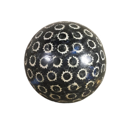 Antique VICTORIAN CARPET BALL with Black Stick-Spatter Star Design 3 ¼” Circa 1860 - 1890
