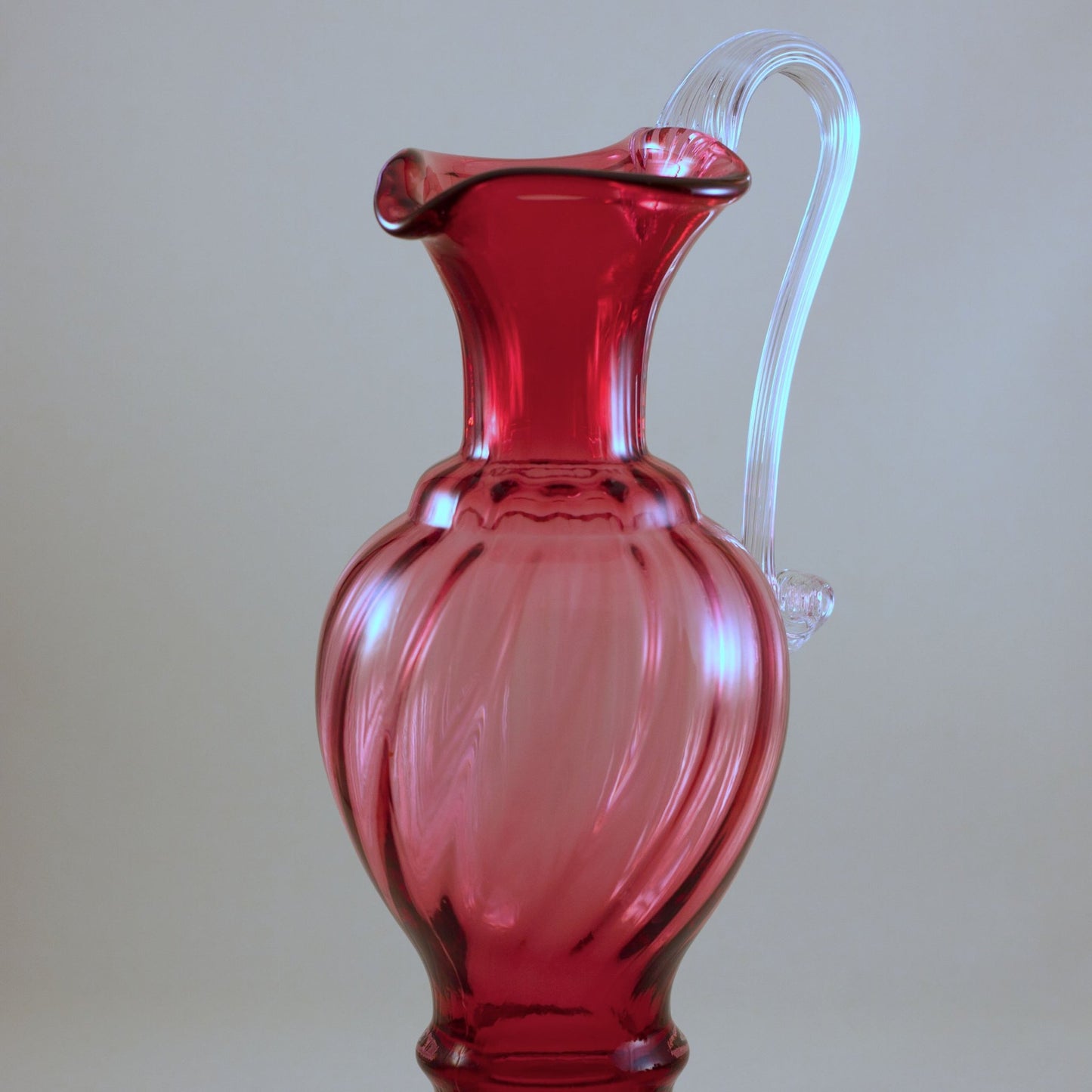 Fenton Art Glass Cranberry Glass Footed Claret Pitcher