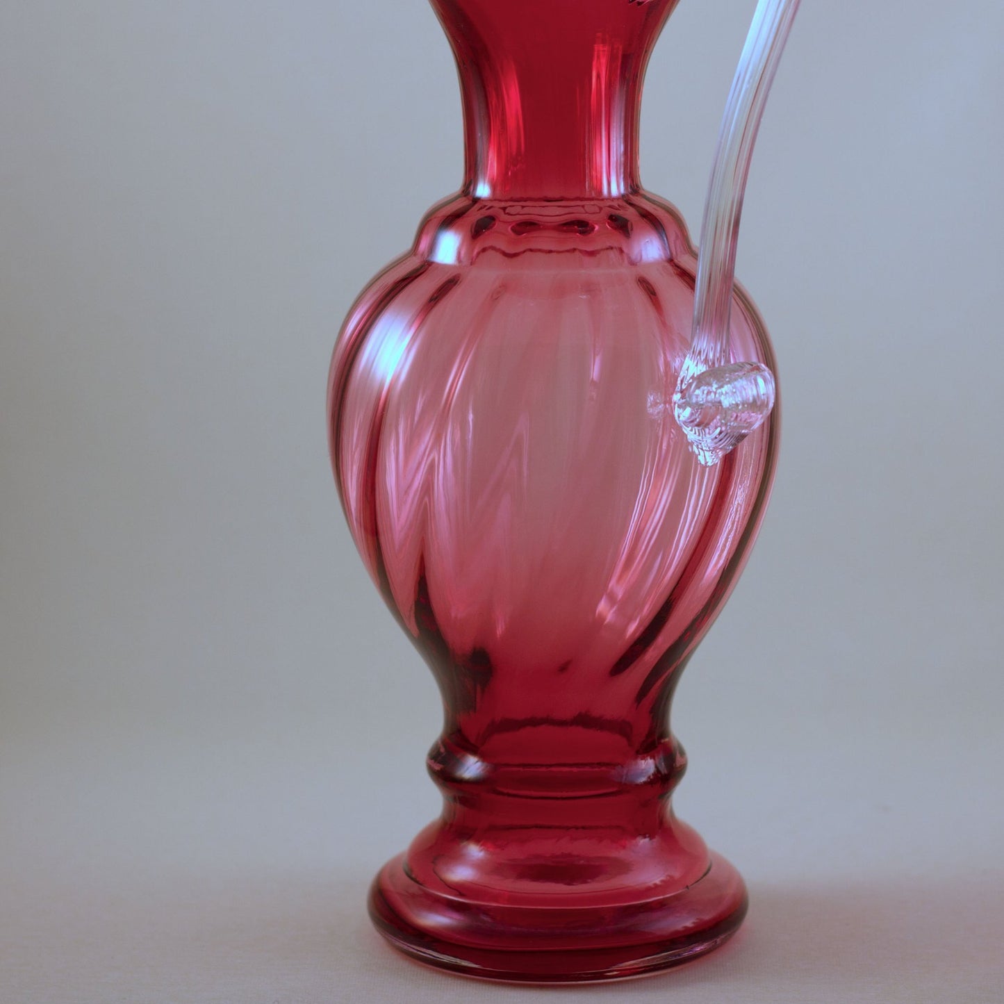 Fenton Art Glass Cranberry Glass Footed Claret Pitcher