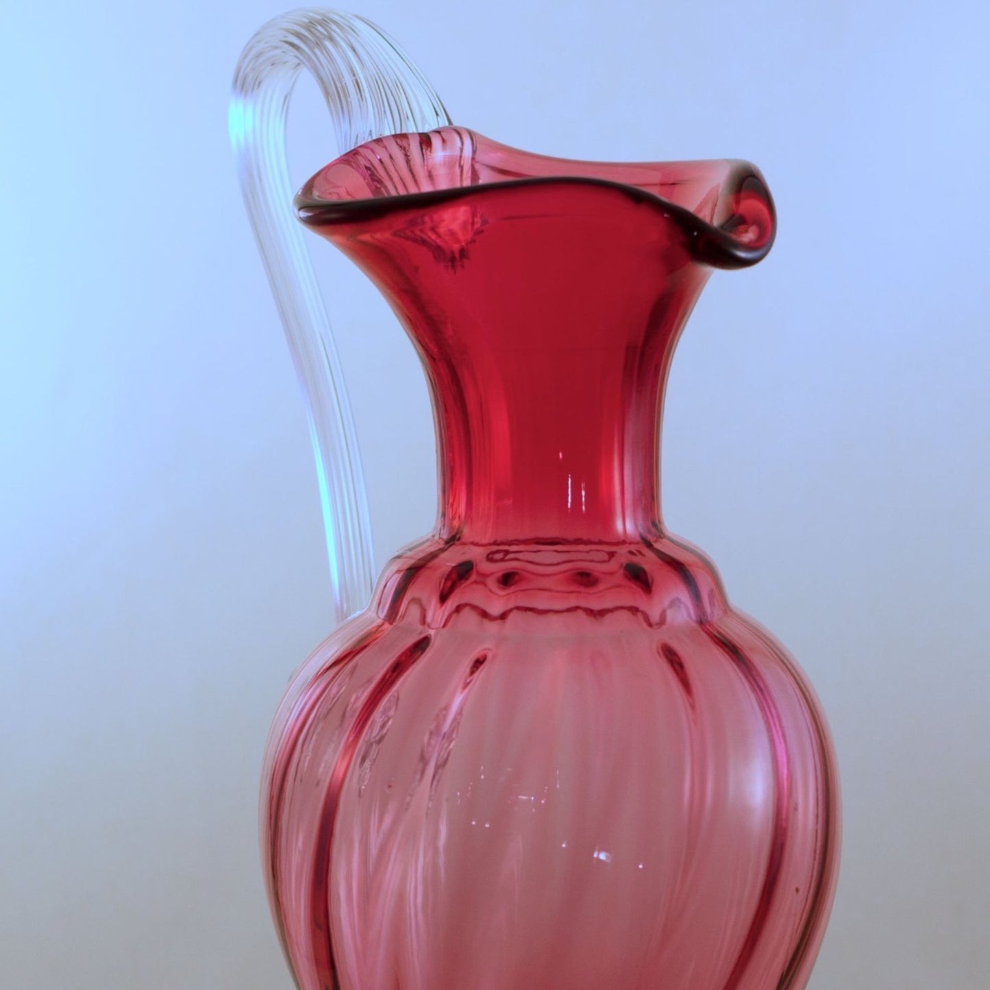 Fenton Art Glass Cranberry Glass Footed Claret Pitcher