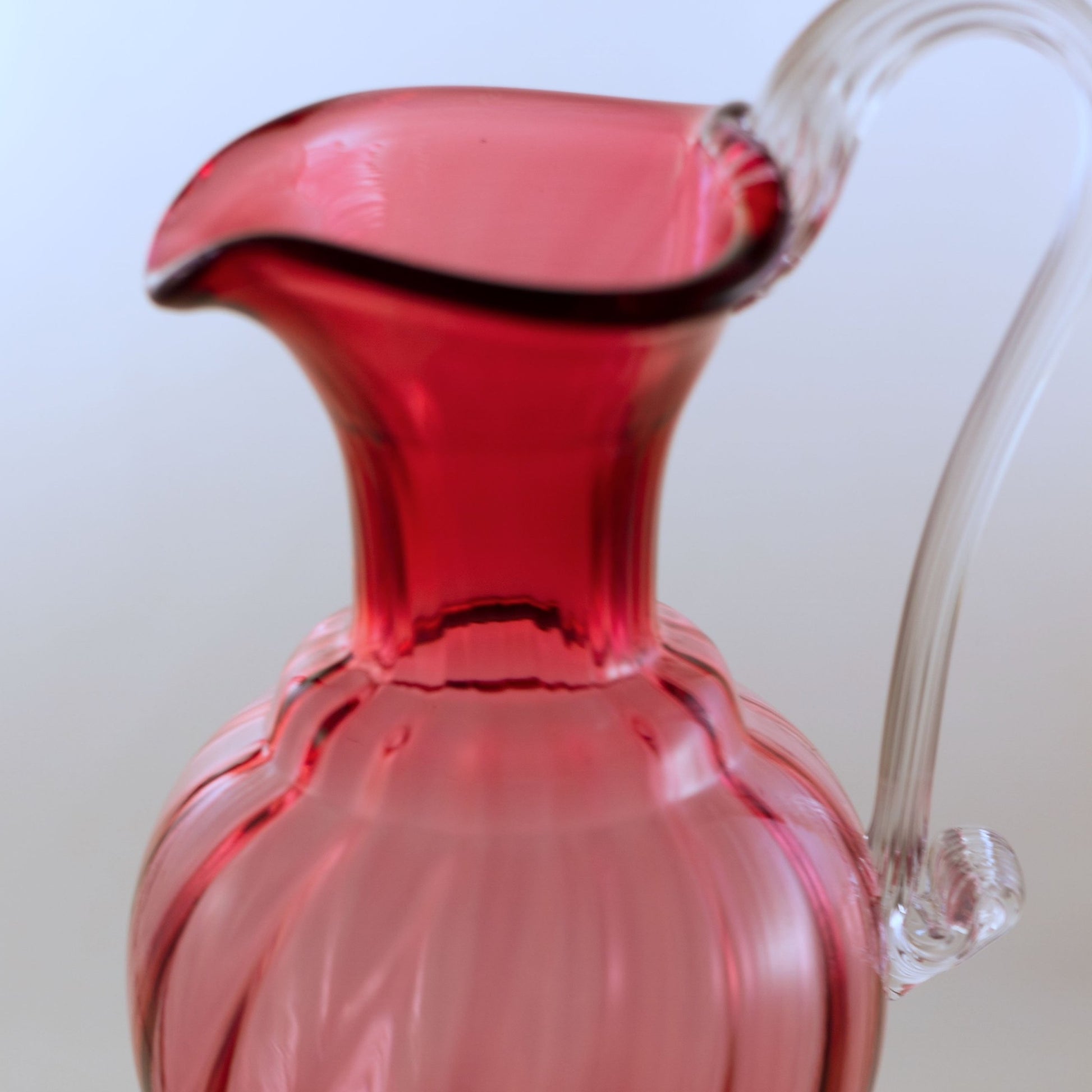 Fenton Art Glass Cranberry Glass Footed Claret Pitcher