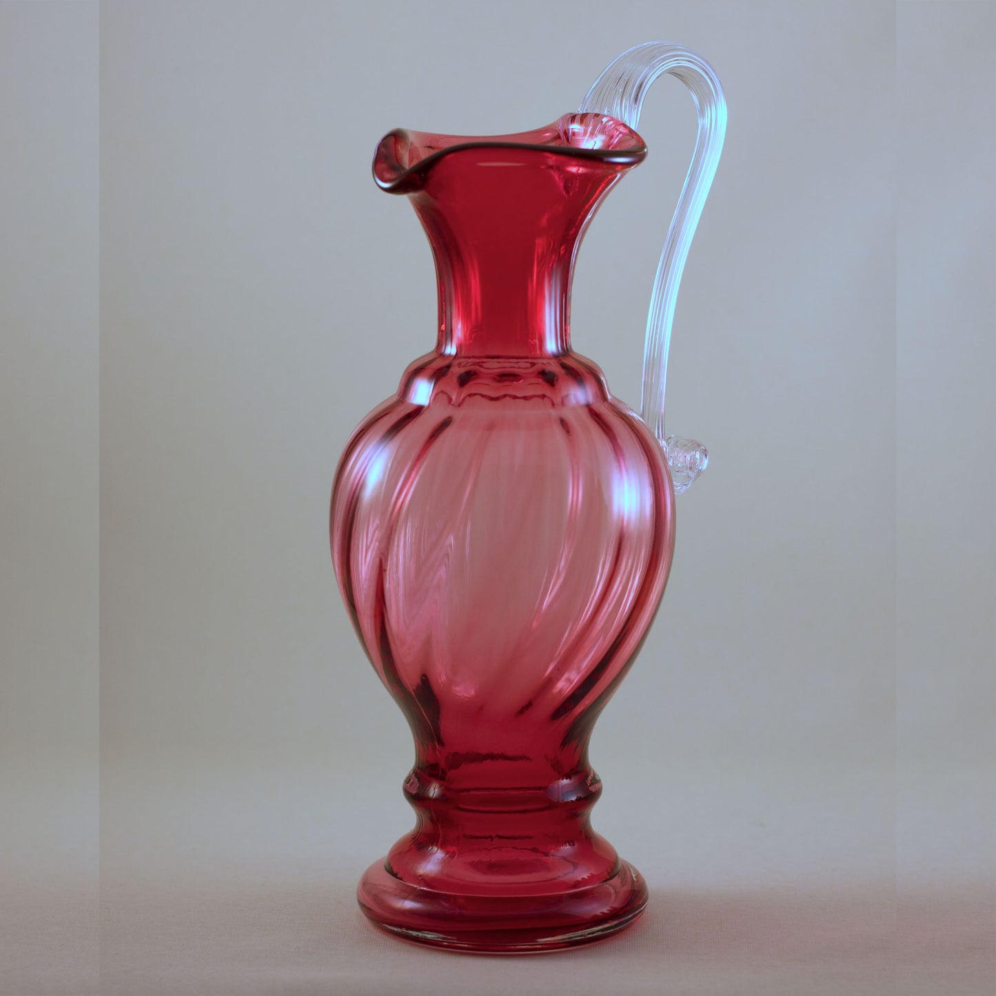 Fenton Art Glass Cranberry Glass Footed Claret Pitcher