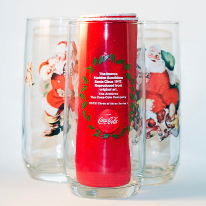 Coca-Cola Haddon Sundblom 1947 SANTA CLAUS Illustrated Glasses | Series 1 | Set of Three (3 of 3)