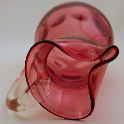 Cranberry Glass Coin Dot Pitcher Fenton or Rossi 2 cup 
