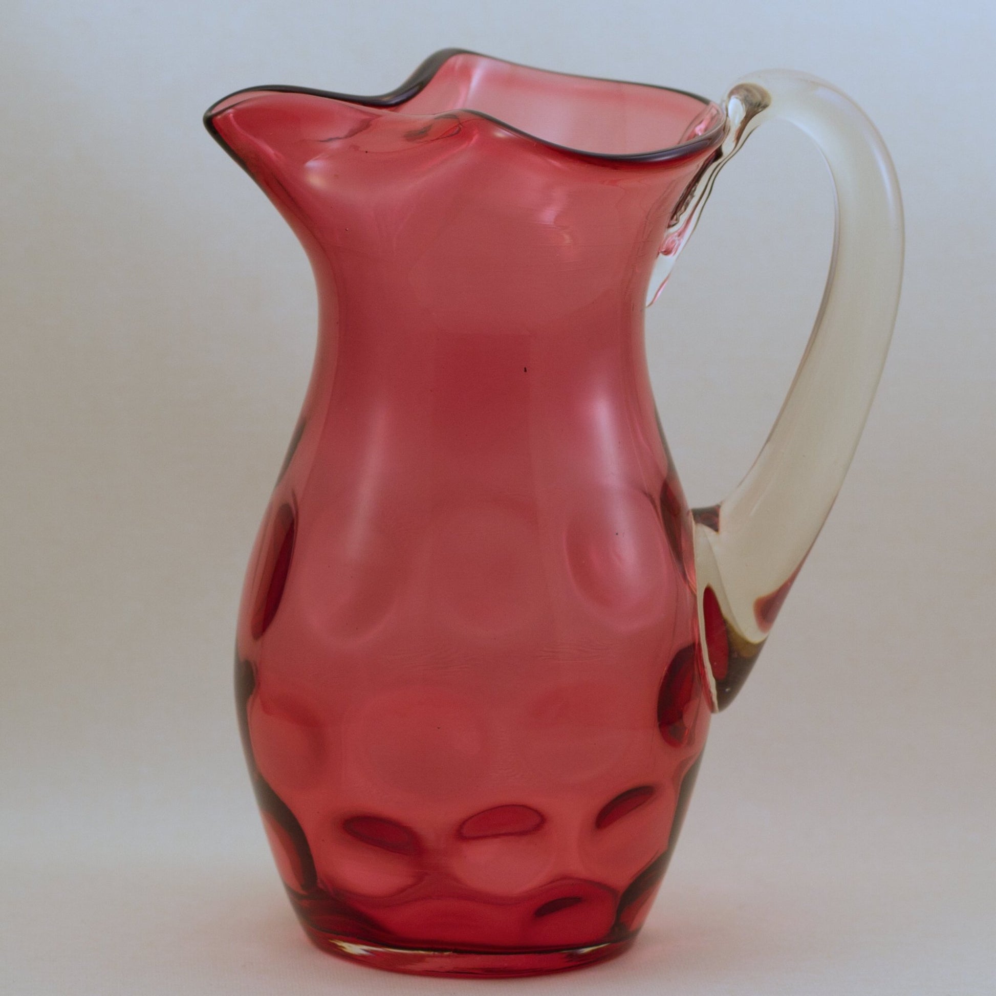 Cranberry Glass Coin Dot Pitcher Fenton or Rossi 2 cup 