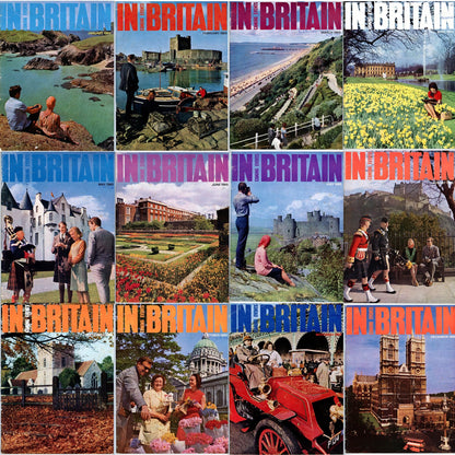 Complete 1965 set of Coming Events in Britain magazines. Vintage British travel publication with color photography, cultural articles, and mid-century appeal. Covers