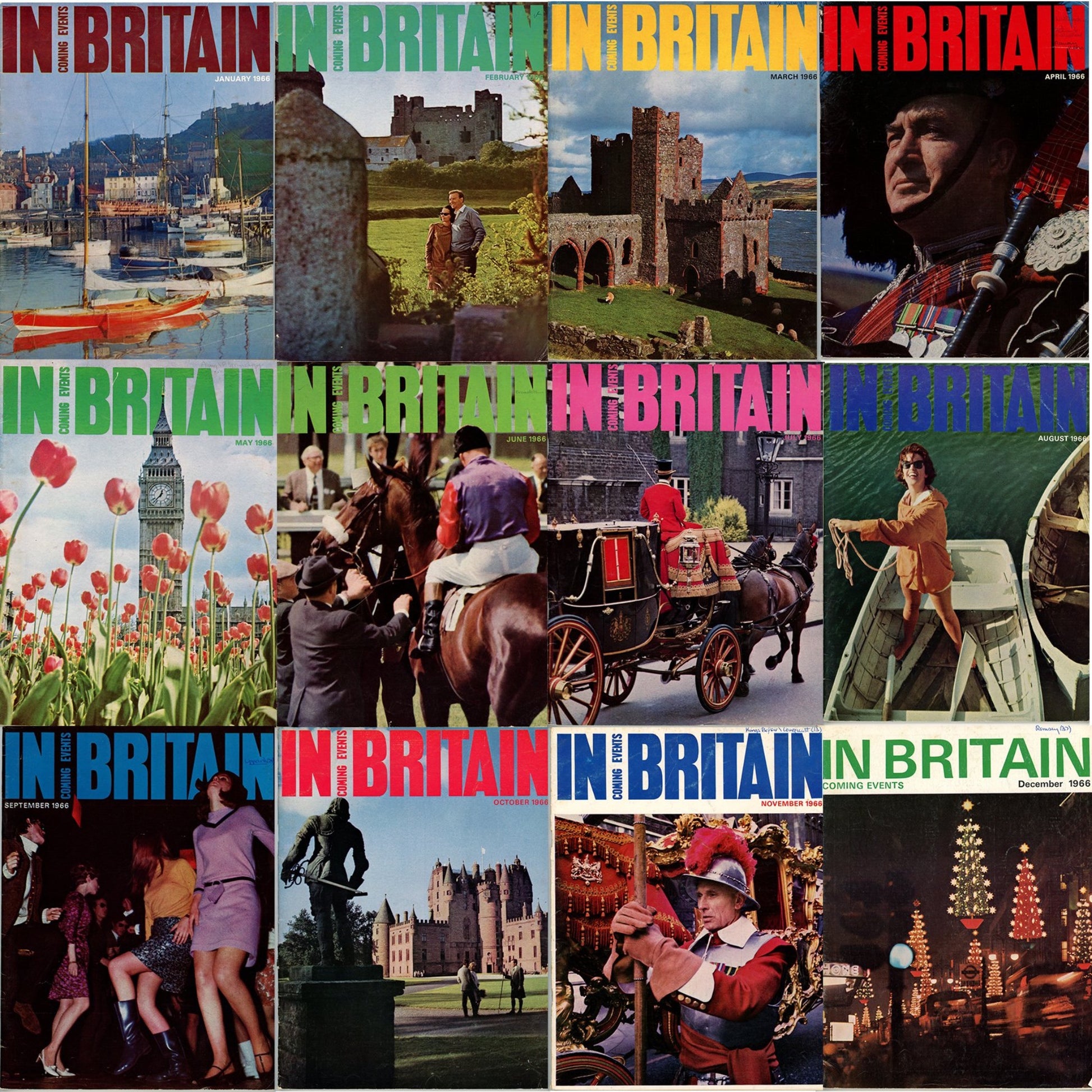 COMING EVENTS IN BRITAIN Vintage Travel Magazine Full Year (12 Issues) © 1966 Features Kings of Pop