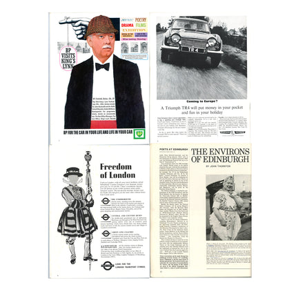 Complete 1965 set of Coming Events in Britain magazines. Vintage British travel publication with color photography, cultural articles, and mid-century appeal. Advertisements