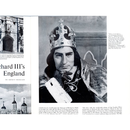 Complete 1956 set of Coming Events in Britain magazines. Vintage British travel publication with color photography, cultural articles, and mid-century appeal. Richard III article