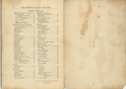METROPOLITAN LIFE COOK BOOK Recipe Booklet Circa 1925