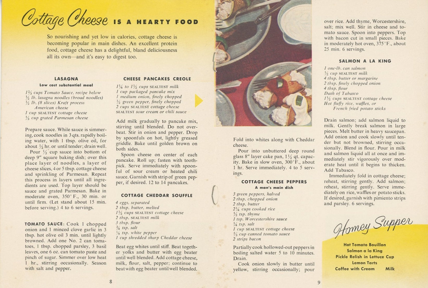 SERVE MORE COTTAGE CHEESE Recipes From Sealtest Kitchens Recipe Booklet Circa 1954