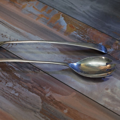 GENTRY SILVER PLATE SALAD SET Made in Shefffield England Mid-Century Modern Design