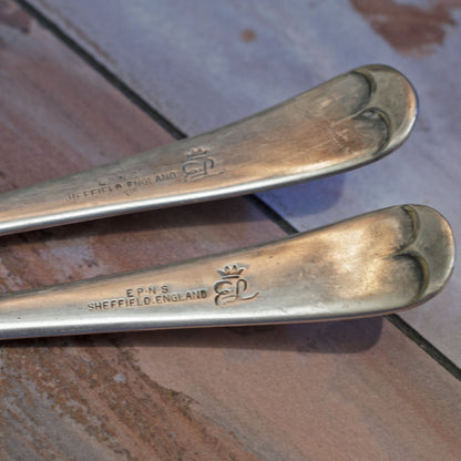 GENTRY SILVER PLATE SALAD SET Made in Shefffield England Mid-Century Modern Design
