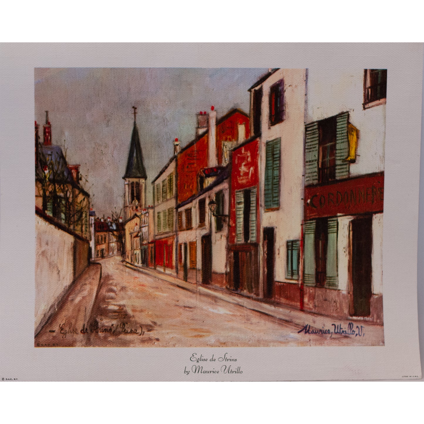 Eglise de Strins Lithograph Print on Canvas by Maurice Utrillo