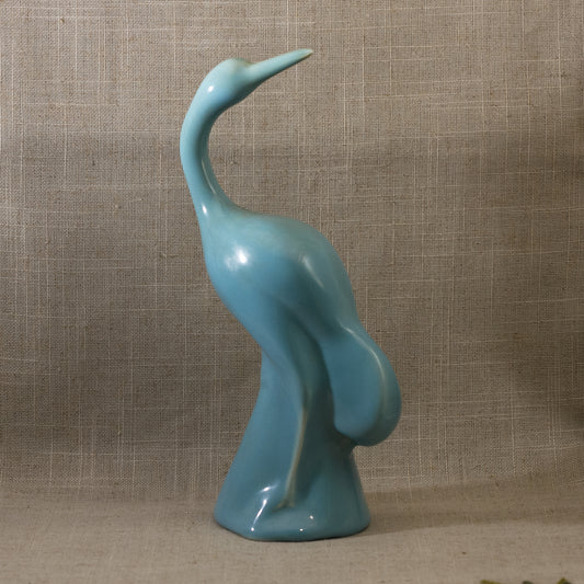 ROOKWOOD POTTERY Egret Figural #6972 with Light Teal Glaze Circa 1942