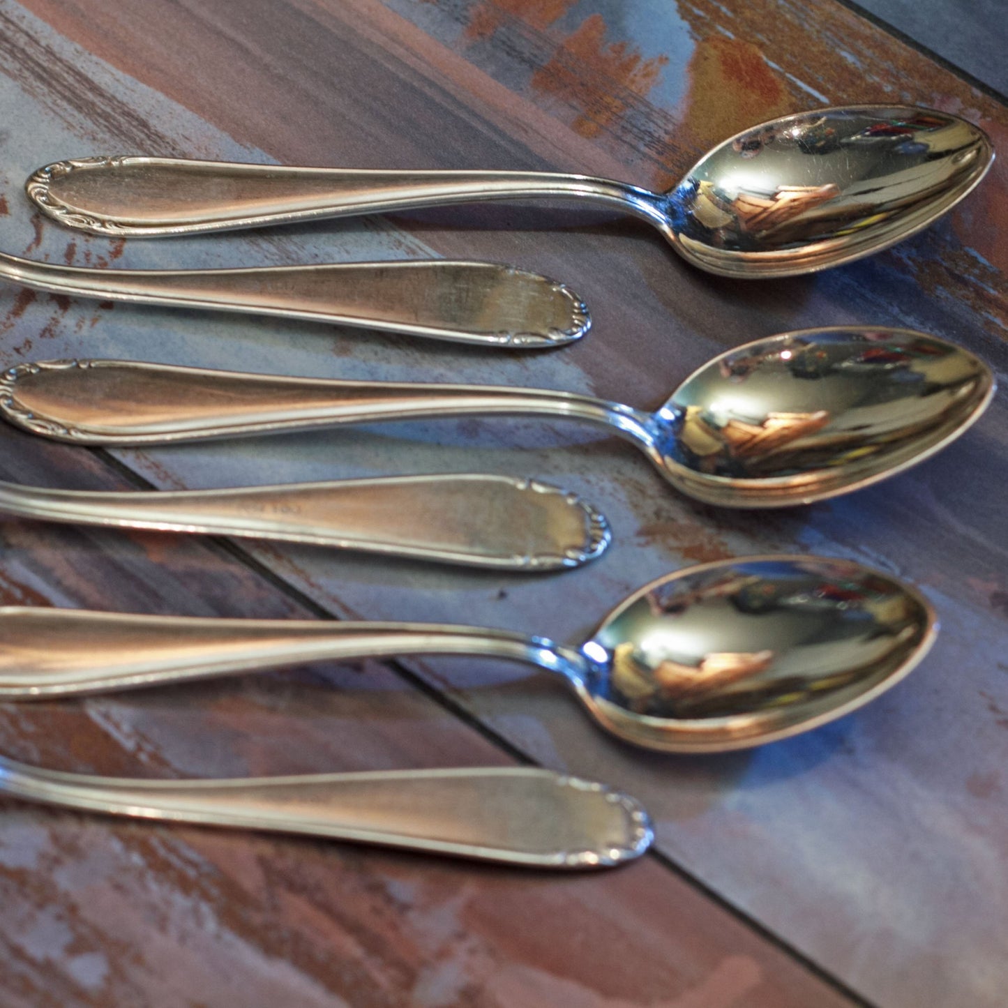 SILVER PLATE CHOCOLATE or COFFEE SPOONS Set of Six (6)