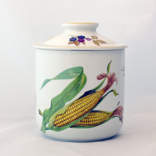 EVESHAM GOLD Medium Canister with Lid with Vegetable & Fruit Sprays
