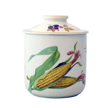 EVESHAM GOLD Medium Canister with Lid with Vegetable & Fruit Sprays