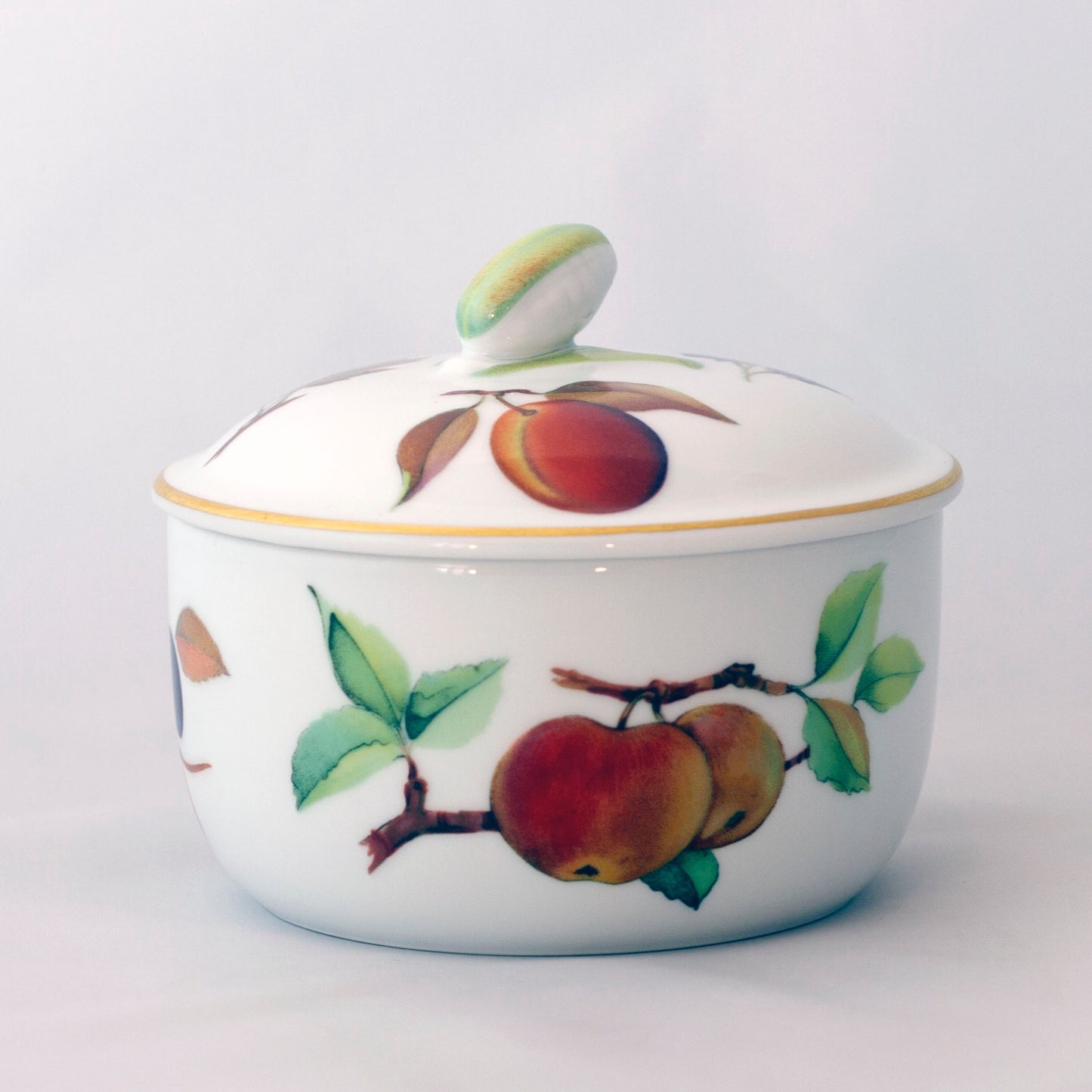 Royal WorcesterEVESHAM GOLD Porcelain Butter Tub with Lid with Fruit Sprays