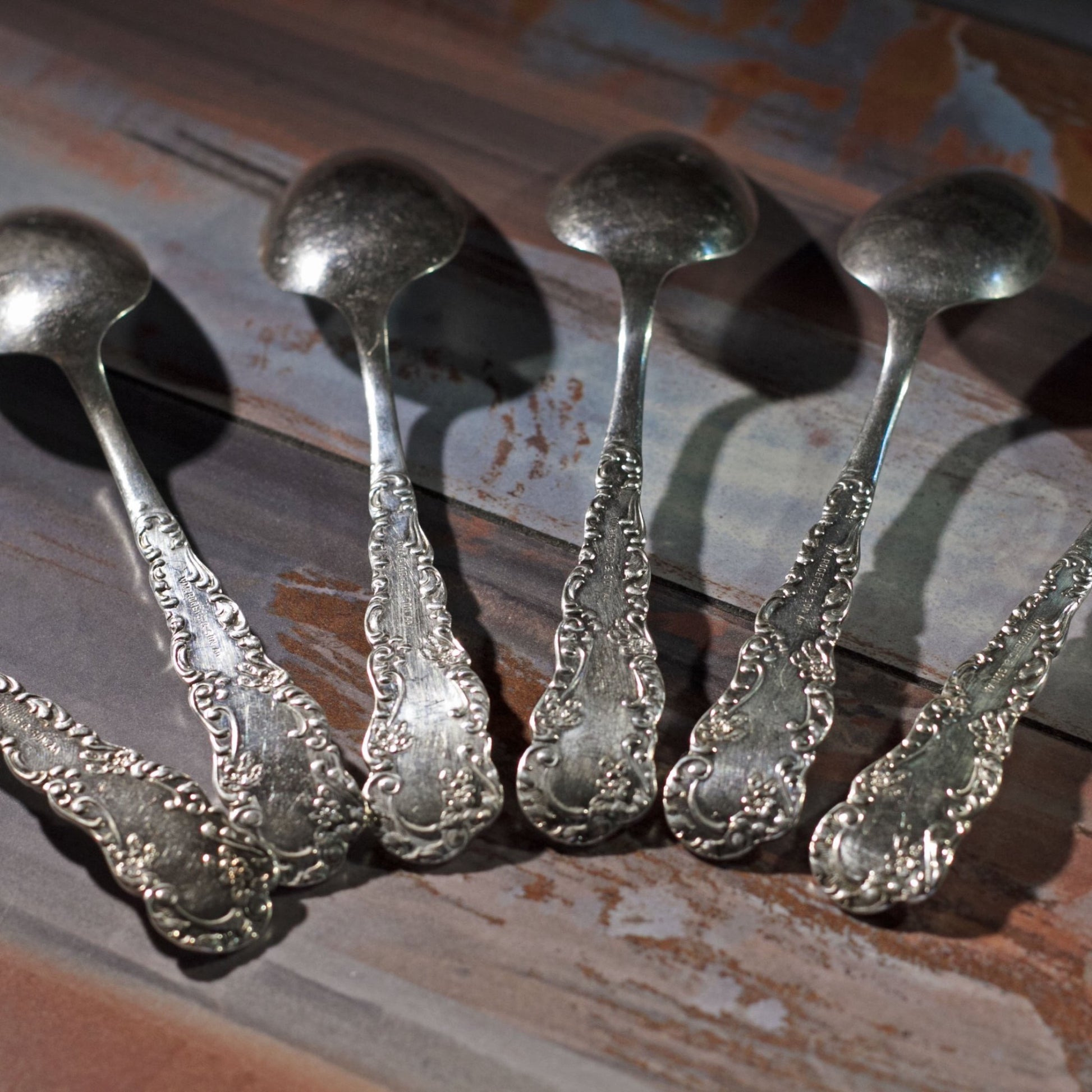 FLORIDA SILVER PLATE TEASPOONS by William Rogers and Son Set of Six (6)